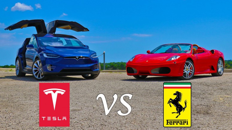 Видео дня: Tesla Model X против Ferrari F430 - «Видео»