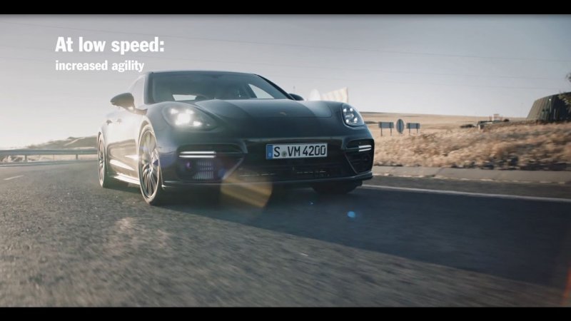 The new Panamera – Rear-axle steering  - «видео»